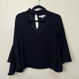 Wayf Black Bell Sleeve Keyhole Blouse Size XS